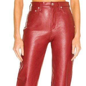 Pistola Cassie Super High Rise Straight Pant | Size 25 | Red Leather